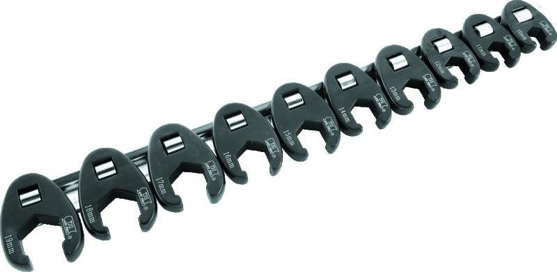 BikeMaster 10-pc 3/8in Drive Metric Flare Crow Foot Wrench Set