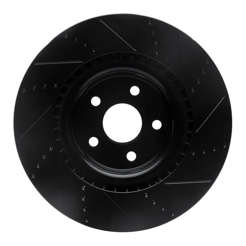 R1 Concepts R1 2012-2025 Dodge Durango Front Left Drilled & Slotted Black Brake Rotor