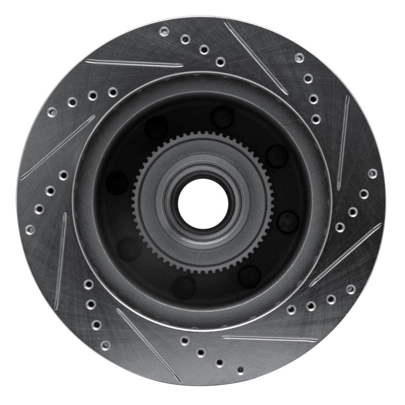 R1 Concepts R1 99-02 Ford Excursion Front Left Drilled & Slotted Silver Brake Rotor