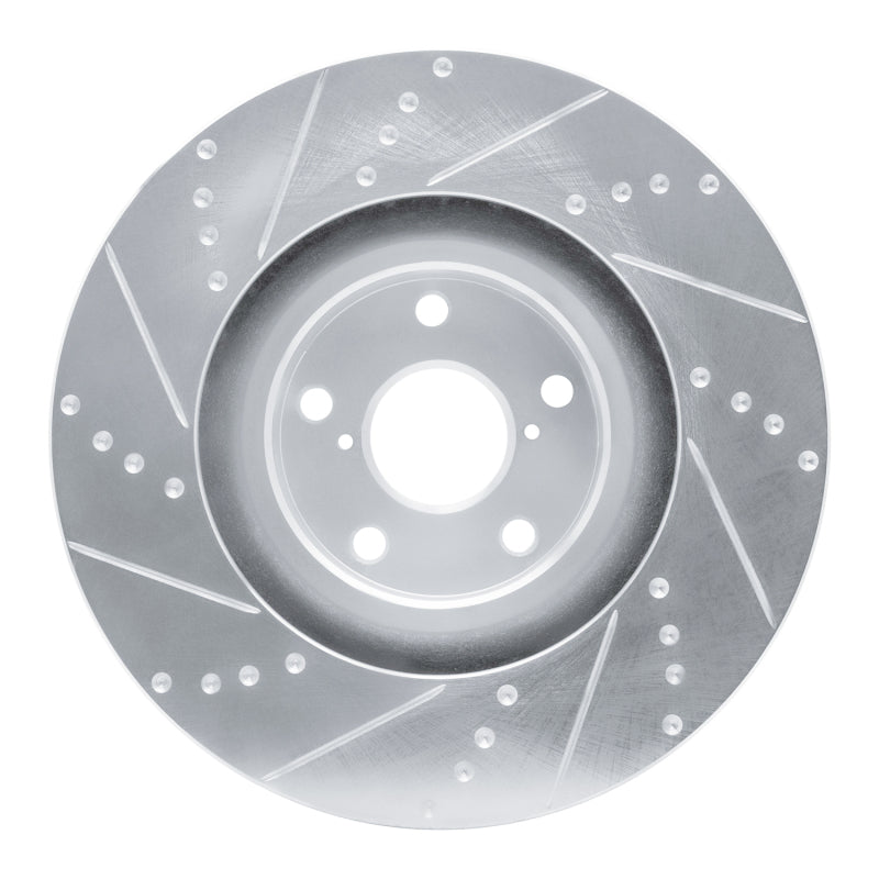 R1 Concepts R1 09-11 Lexus IS350 Left Front Drilled & Slotted Silver Brake Rotor