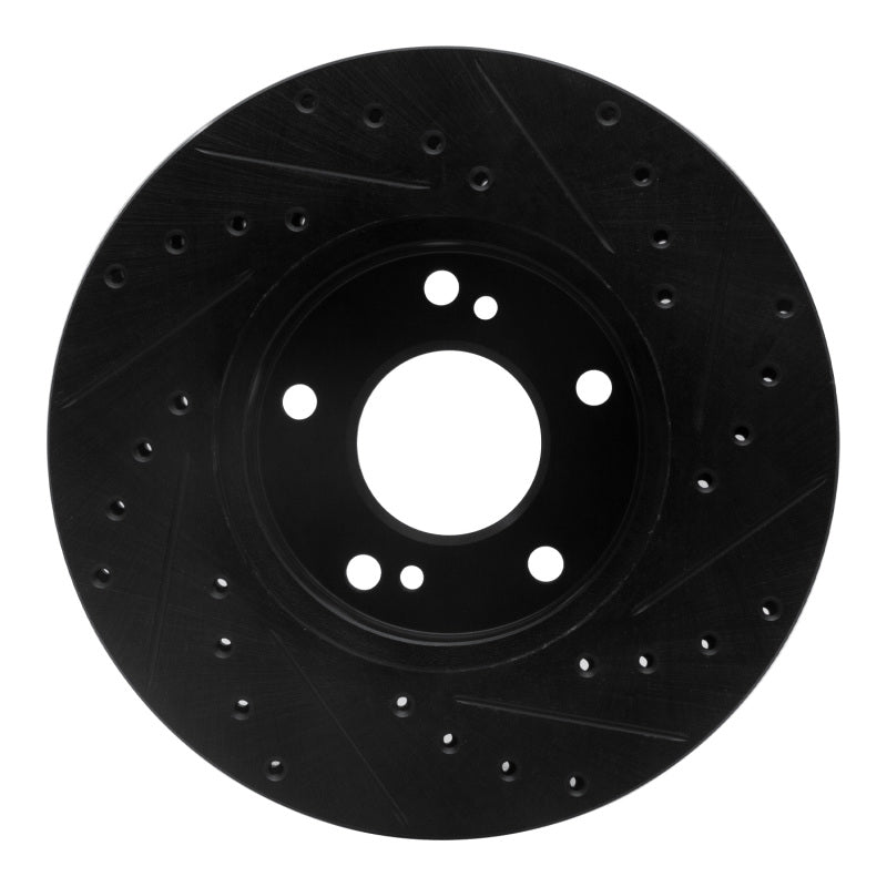 R1 Concepts R1 89-96 Nissan 300ZX Front Left Drilled & Slotted Black Brake Rotor
