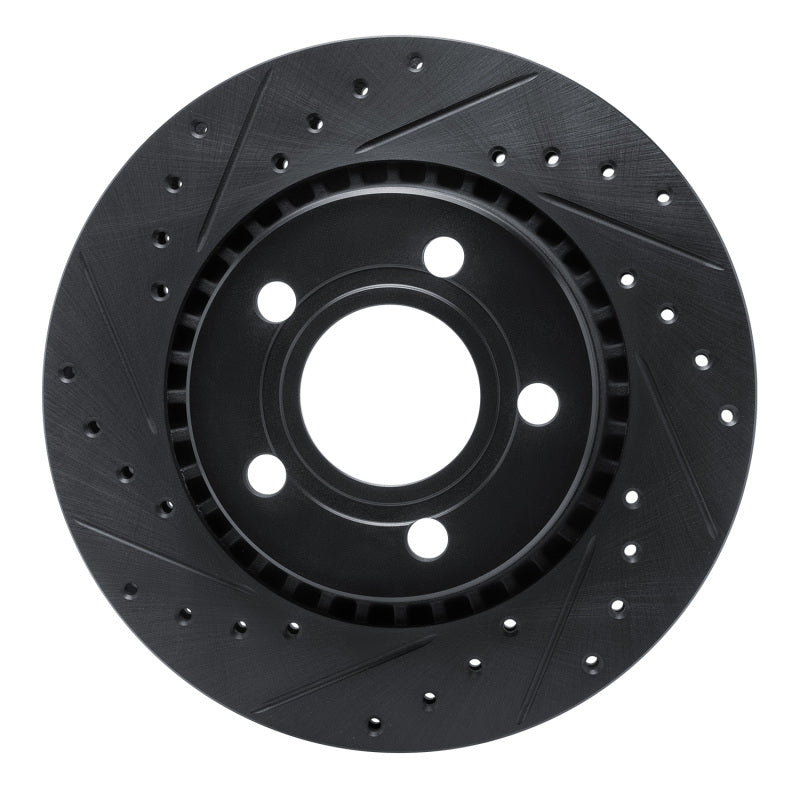 R1 Concepts R1 80-86 Audi Quattro Front Left Drilled & Slotted Black Brake Rotor