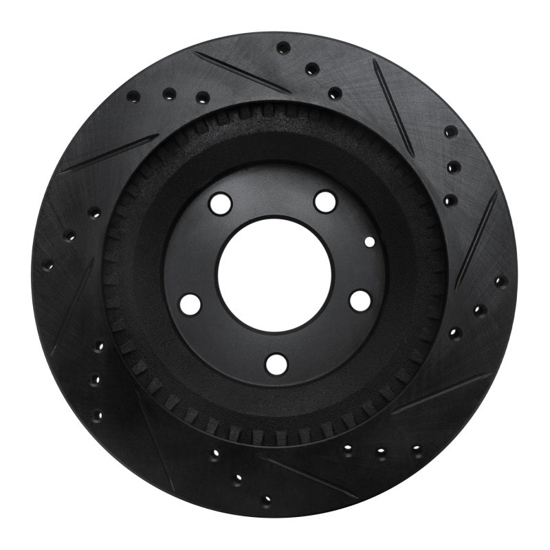 R1 Concepts R1 93-95 Mazda RX-7 Rear Left Drilled & Slotted Black Brake Rotor