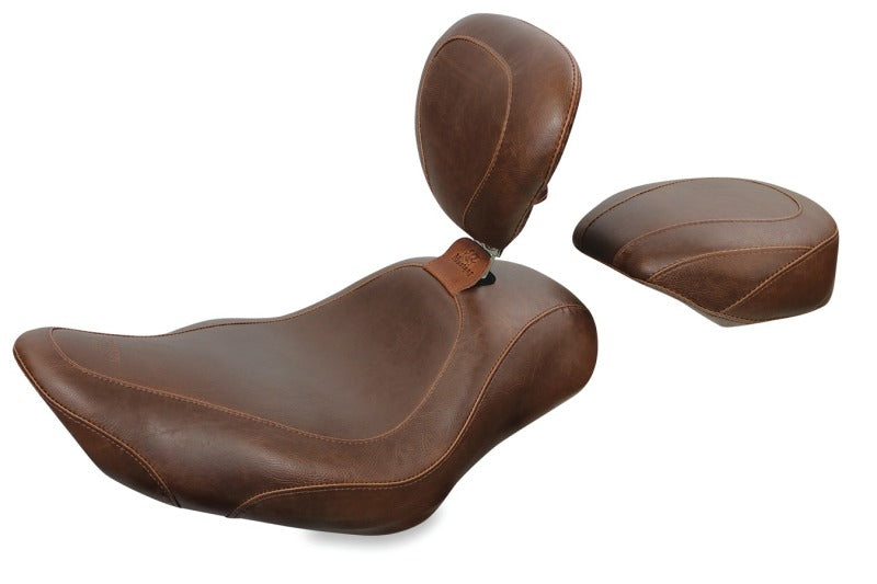 Mustang Motorcycle Mustang 04-21 Harley Sportster Wide Tripper Passenger Seat - Distressed Brown