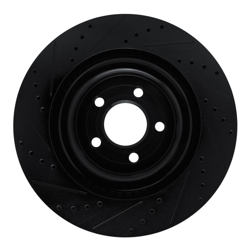 R1 Concepts R1 20-25 Ford Police Interceptor Utility Rear Right Drilled & Slotted Black Brake Rotor