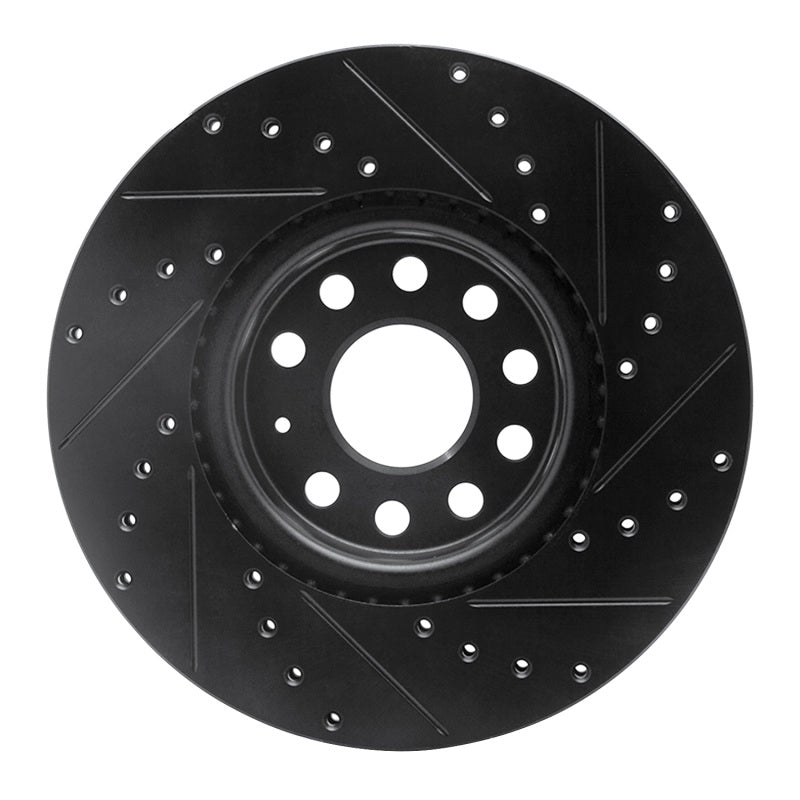R1 Concepts R1 2005-2025 Audi A3 Sportback E-Tron Front Left Drilled & Slotted Black Brake Rotor