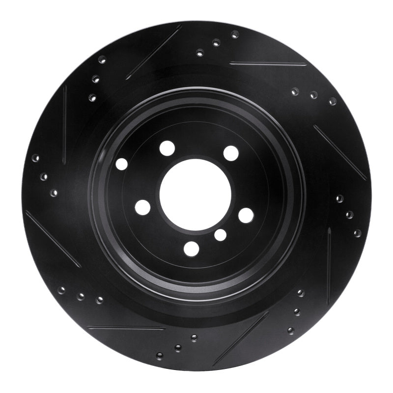 R1 Concepts R1 06-12 Land Rover Range Rover Rear Right Drilled & Slotted Black Brake Rotor