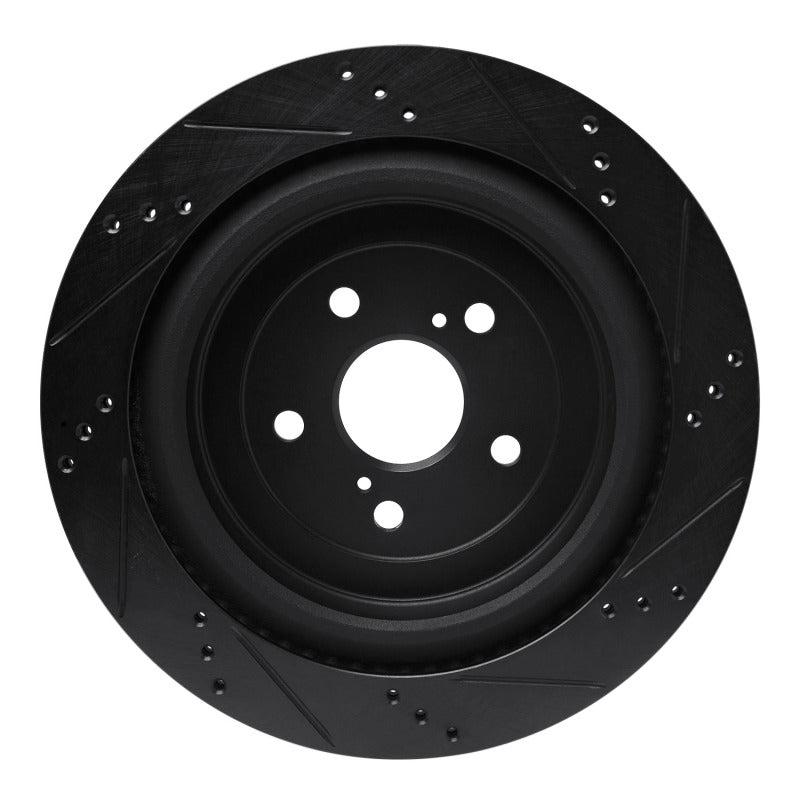 R1 Concepts R1 16-22 Lexus RX350 Rear Left Drilled & Slotted Black Brake Rotor