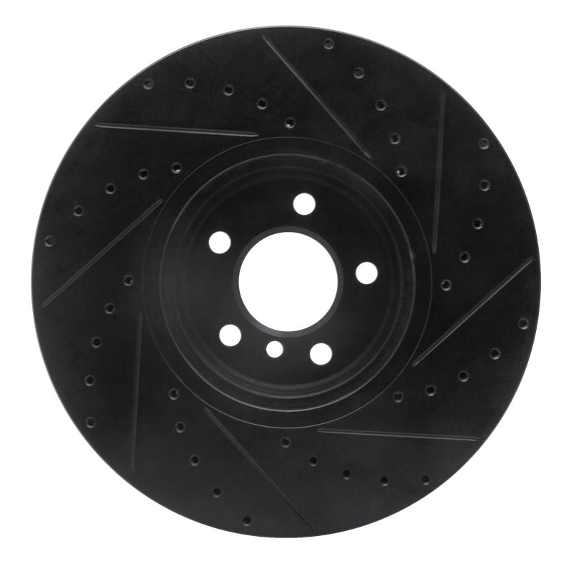 R1 Concepts R1 08-19 BMW X5 Front Left Drilled & Slotted Black Brake Rotor