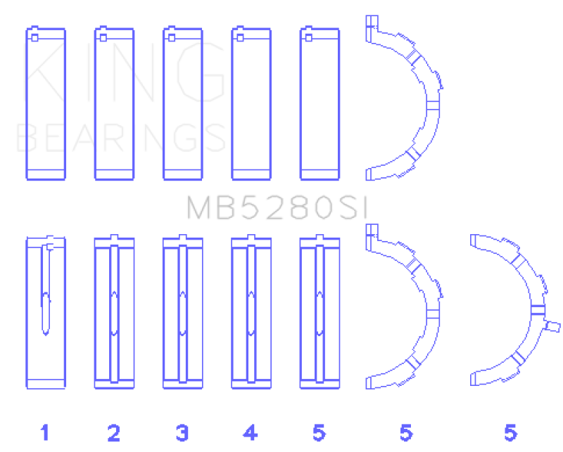 King Engine Bearings Ford 281CI/330CI 4.6L/5.4L V8 (Size +0.5) Main Bearing Set