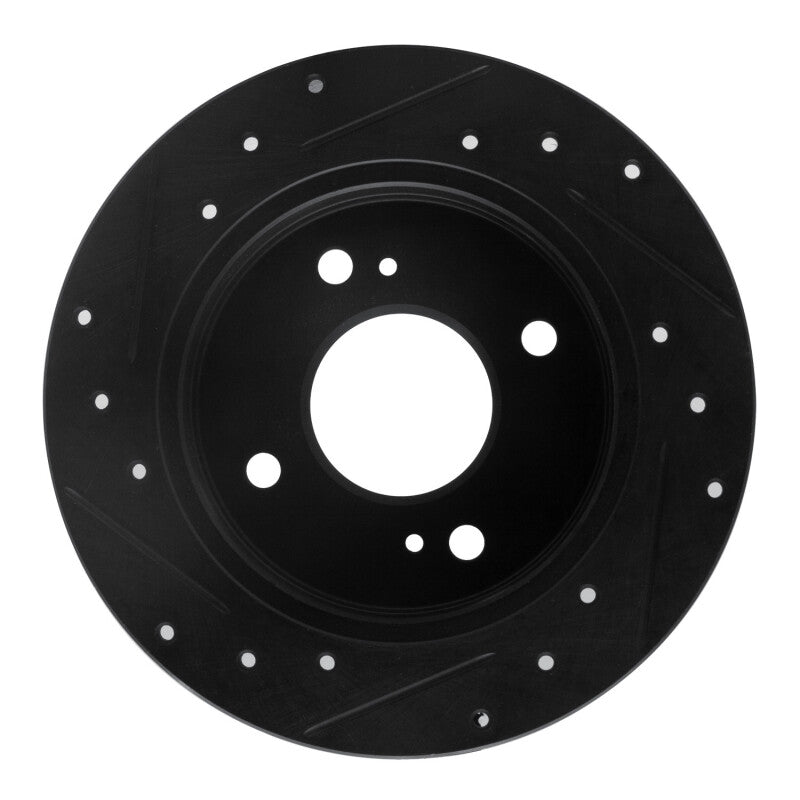 R1 Concepts R1 82-88 Nissan 280ZX Rear Right Drilled & Slotted Black Brake Rotor