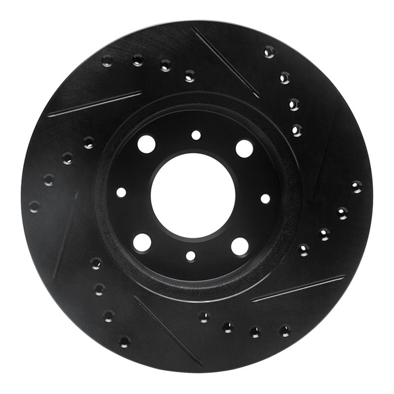 R1 Concepts R1 86-91 Acura Integra Front Left Drilled & Slotted Black Brake Rotor