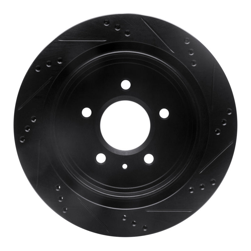 R1 Concepts R1 03-11 Cadillac CTS Rear Left Drilled & Slotted Black Brake Rotor