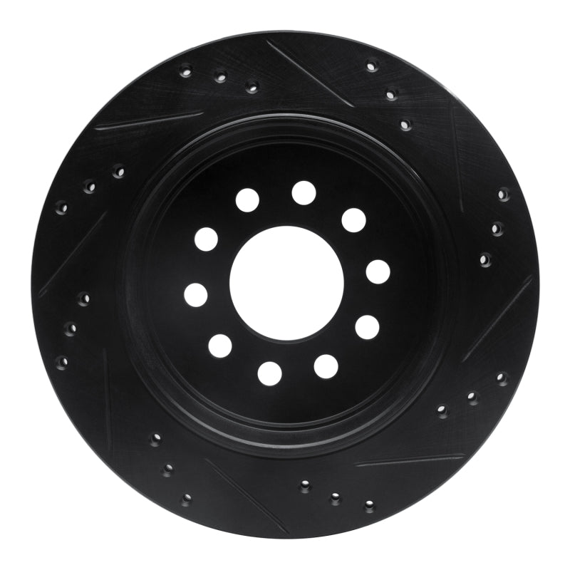 R1 Concepts R1 03-11 Lincoln Town Car Rear Left Drilled & Slotted Black Brake Rotor