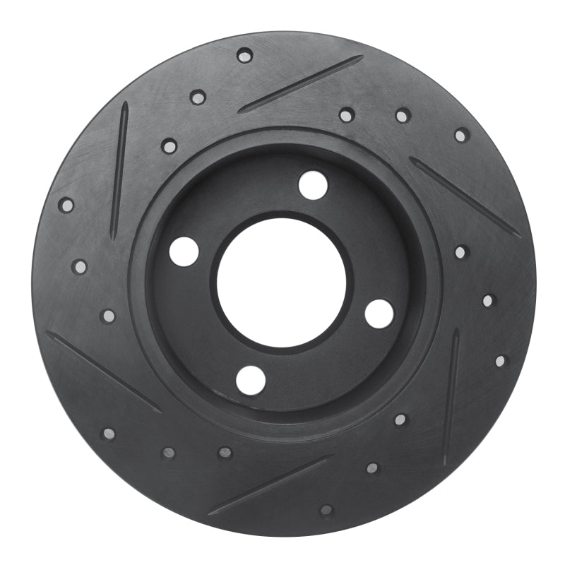 R1 Concepts R1 82-98 Audi 5000 Rear Right Drilled & Slotted Black Brake Rotor
