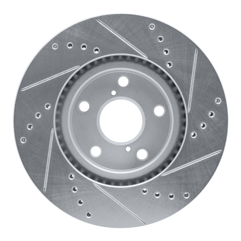R1 Concepts R1 92-10 Lexus IS300 Front Left Drilled & Slotted Silver Brake Rotor