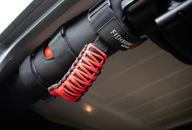Fishbone Offroad Paracord Grab Handles w/Three Straps Red