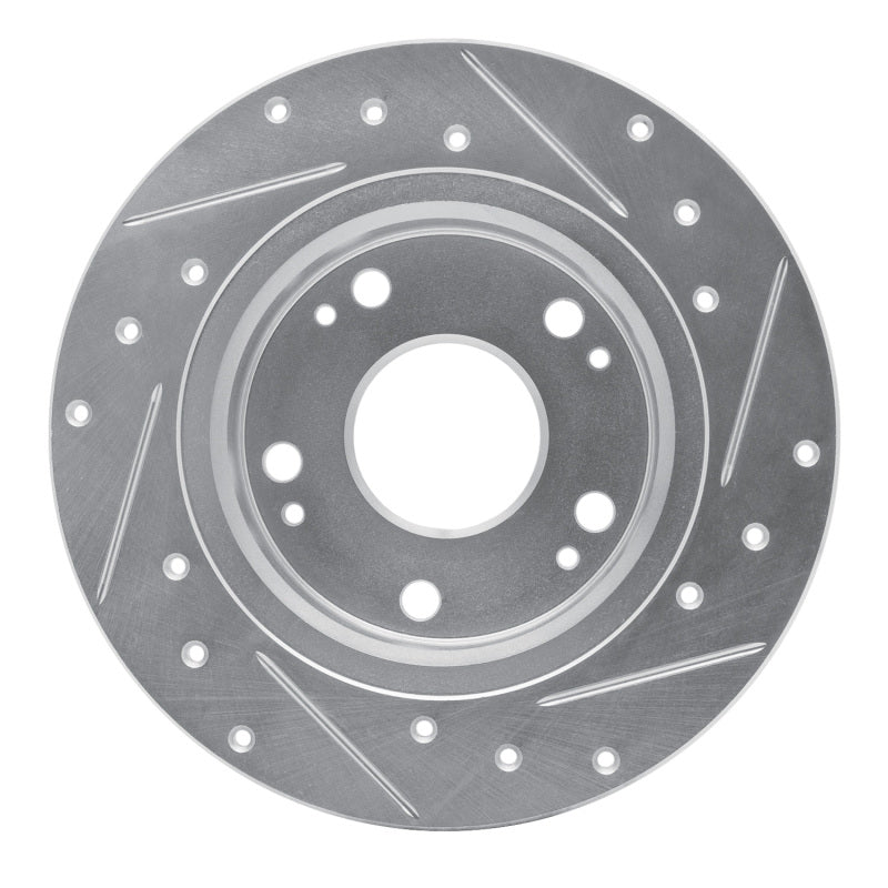 R1 Concepts R1 03-08 Acura TSX Rear Left Drilled & Slotted Silver Brake Rotor