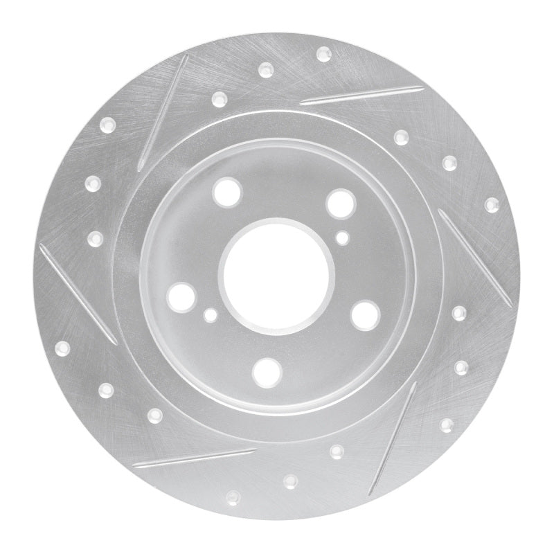 R1 Concepts R1 08-18 Pontiac Vibe Rear Right Drilled & Slotted Silver Brake Rotor