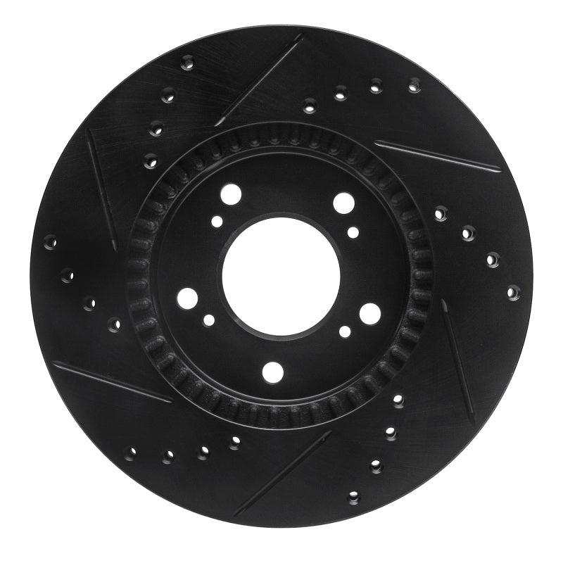 R1 Concepts R1 91-01 Acura Integra Front Right Drilled & Slotted Black Brake Rotor