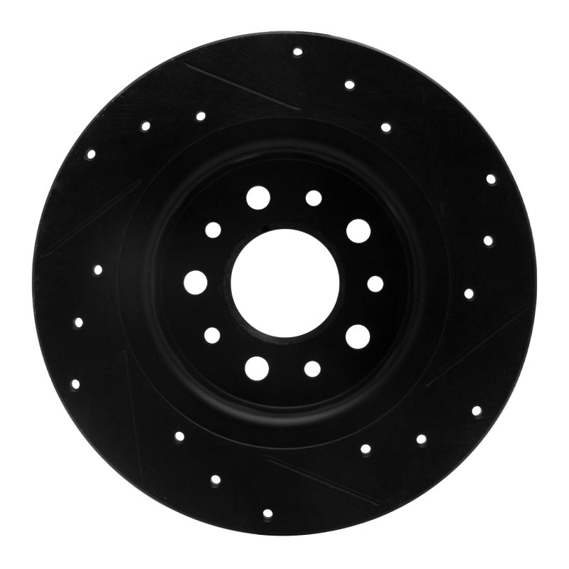 R1 Concepts R1 14-19 Fiat 500L Rear Left Drilled & Slotted Black Brake Rotor