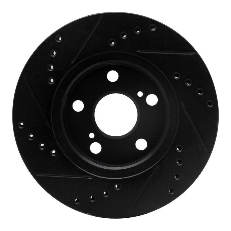 R1 Concepts R1 04-09 Toyota Prius Front Right Drilled & Slotted Black Brake Rotor