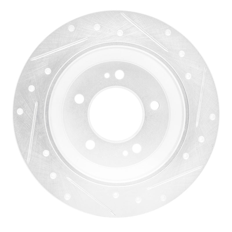 R1 Concepts R1 14-23 Hyundai Kona Rear Left Drilled & Slotted Silver Brake Rotor