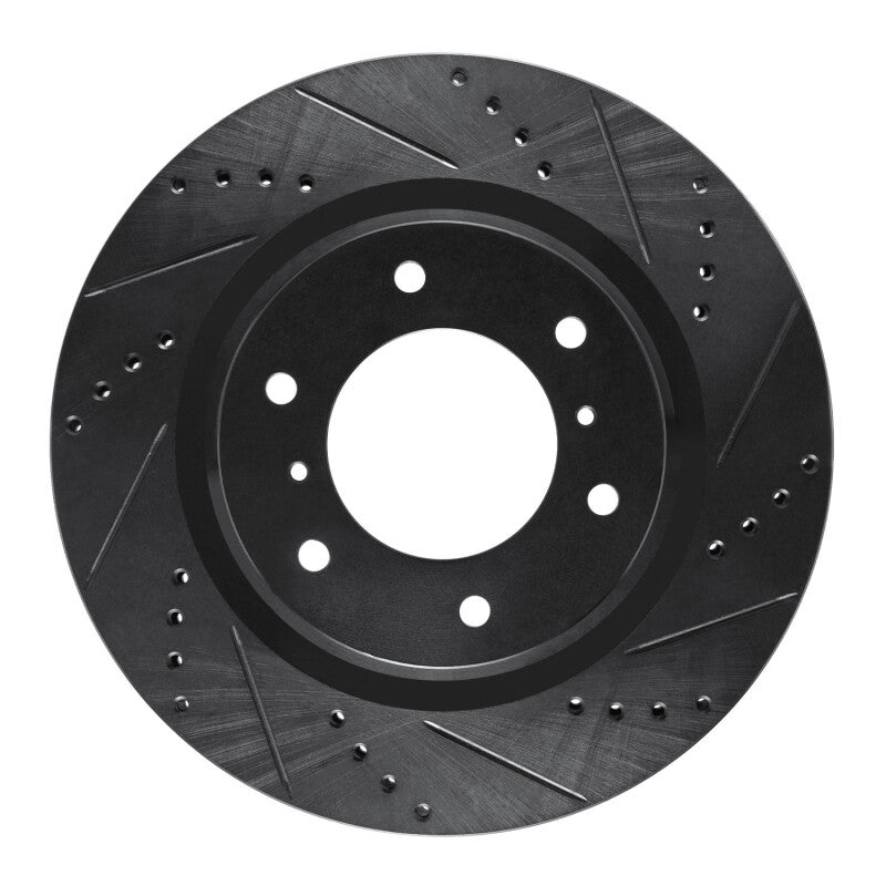R1 Concepts R1 08-17 Mitsubishi Montero Limited (Mexico) Front Right Drilled & Slotted Black Brake Rotor