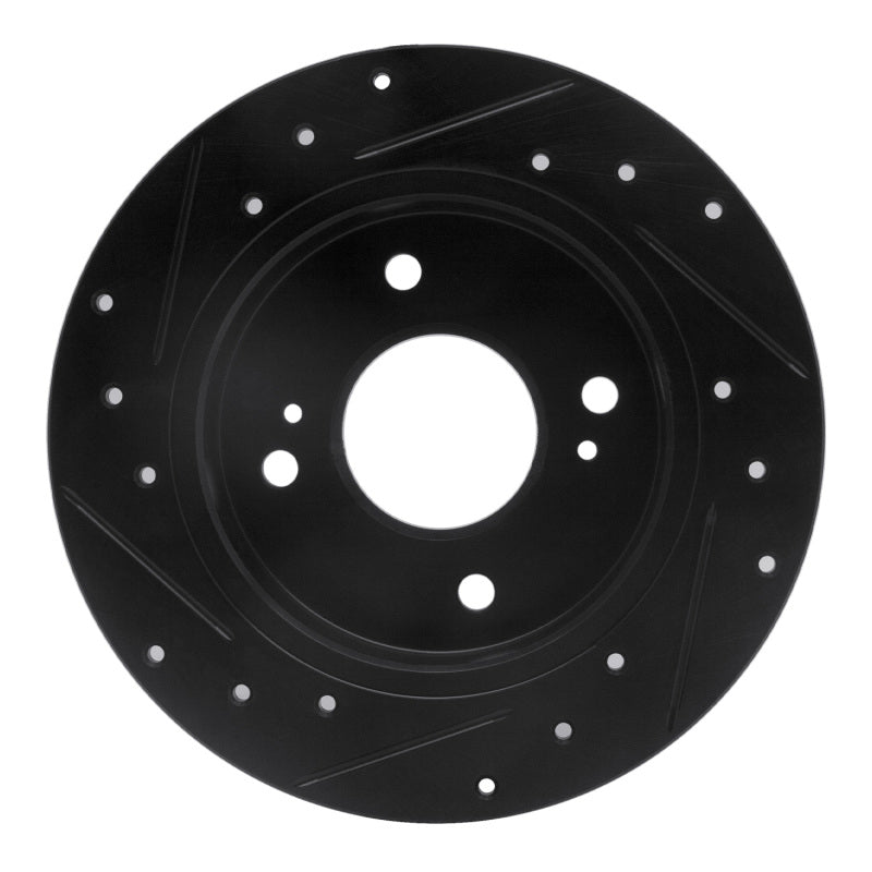 R1 Concepts R1 89-98 Nissan 240SX Rear Right Drilled & Slotted Black Brake Rotor