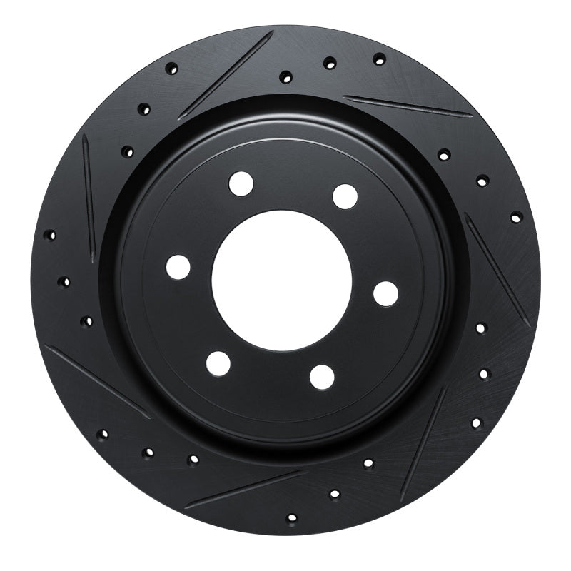 R1 Concepts R1 2021-2025 Ford F-150 4WD Rear Left Drilled & Slotted Black Brake Rotor