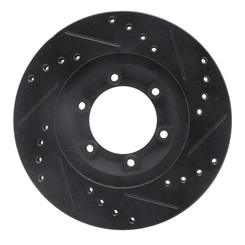 R1 Concepts R1 84-87 Isuzu Pickup Front Left Drilled & Slotted Black Brake Rotor