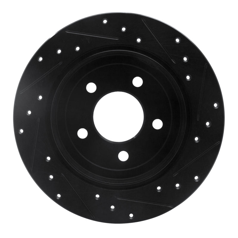 R1 Concepts R1 97-07 Chrysler Town & Country Rear Left Drilled & Slotted Black Brake Rotor