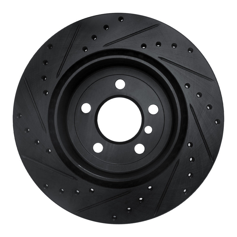 R1 Concepts R1 11-16 BMW 535I Rear Right Drilled & Slotted Black Brake Rotor