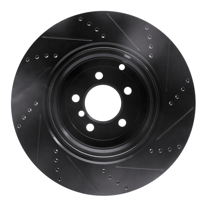 R1 Concepts R1 10-12 Land Rover Range Rover Rear Left Drilled & Slotted Black Brake Rotor