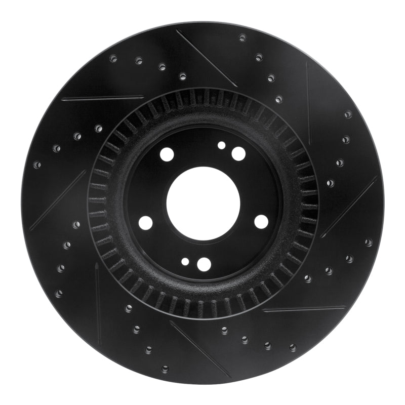 R1 Concepts R1 10-16 Hyundai Genesis Coupe Front Left Drilled & Slotted Black Brake Rotor