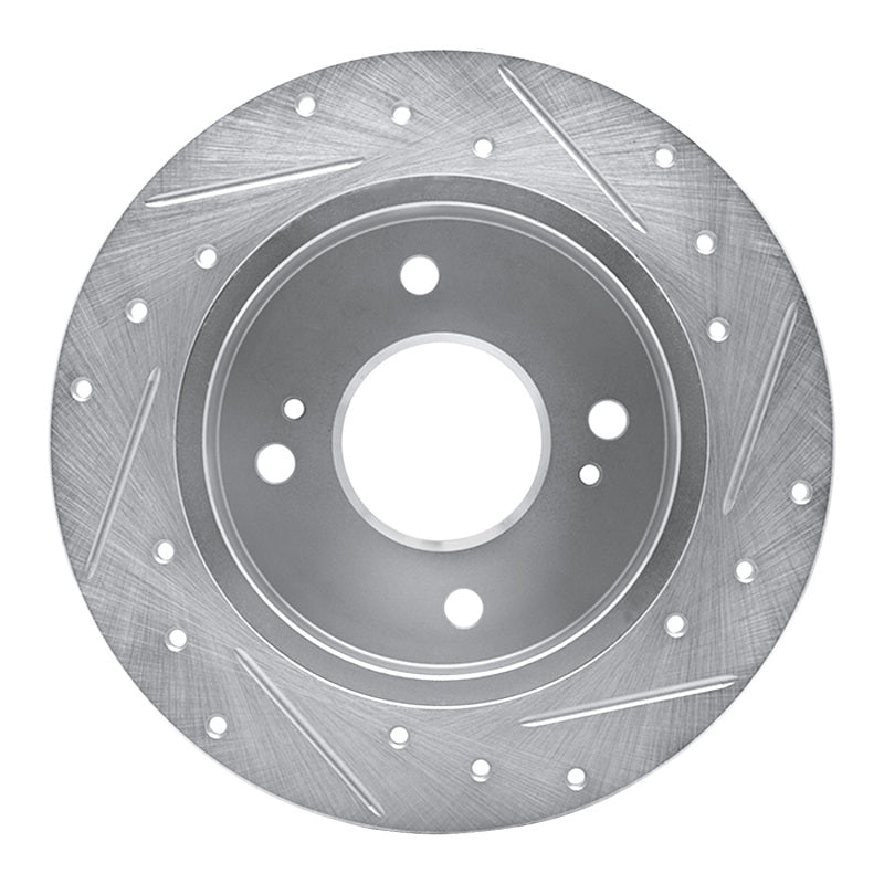 R1 Concepts R1 90-06 Infiniti G20 Rear Left Drilled & Slotted Silver Brake Rotor