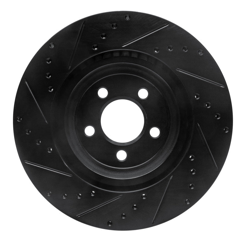 R1 Concepts R1 09-23 Dodge Challenger Front Right Drilled & Slotted Black Brake Rotor