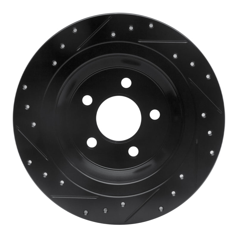 R1 Concepts R1 15-23 Ford Mustang Rear Right Drilled & Slotted Black Brake Rotor