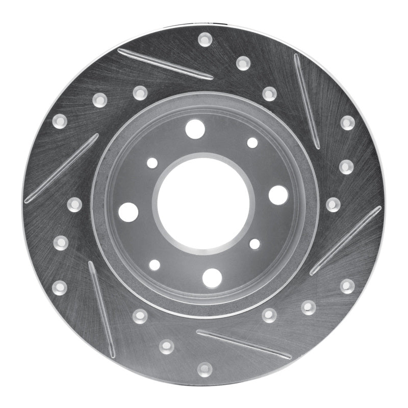 R1 Concepts R1 79-83 Honda Civic Sedan Front Left Drilled & Slotted Silver Brake Rotor
