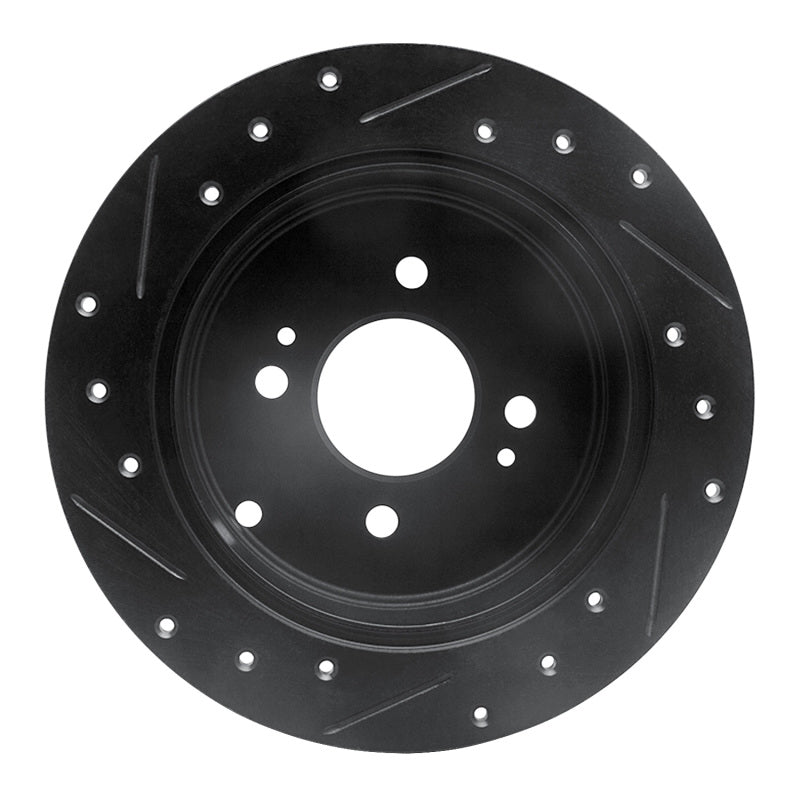 R1 Concepts R1 06-12 Dodge Attitude (Mexico) Rear Right Drilled & Slotted Black Brake Rotor