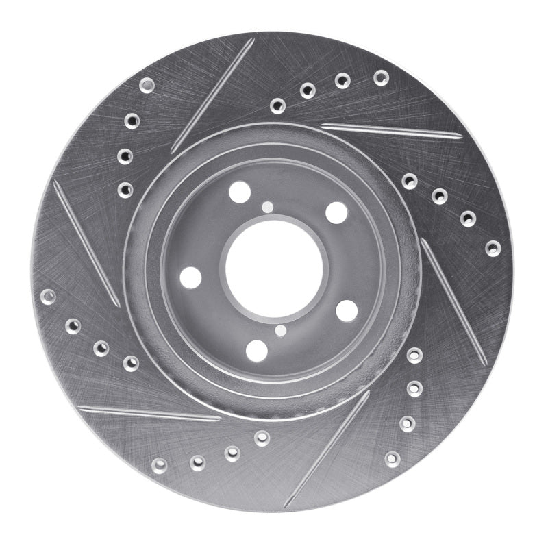 R1 Concepts R1 90-16 Saab 9-2X Front Right Drilled & Slotted Silver Brake Rotor