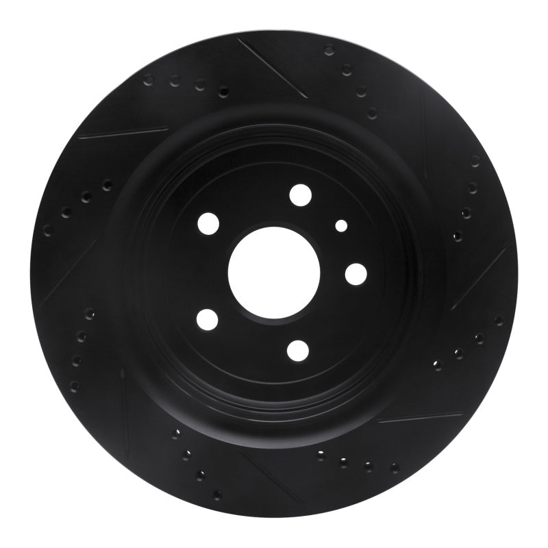 R1 Concepts R1 16-24 Cadillac ATS Rear Left Drilled & Slotted Black Brake Rotor