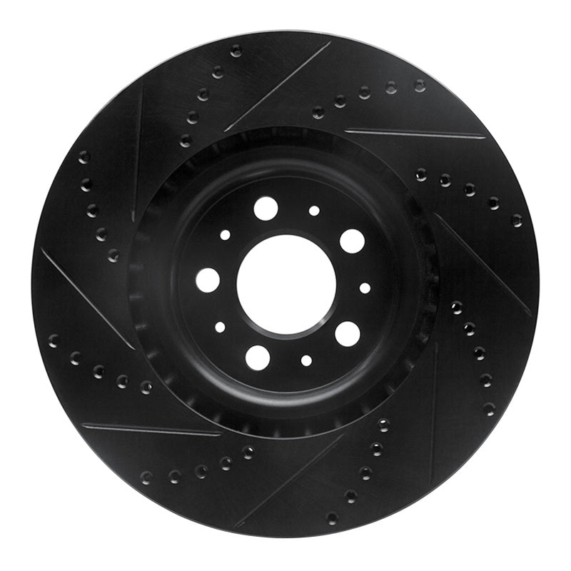 R1 Concepts R1 04-07 Volvo V70 Front Right Drilled & Slotted Black Brake Rotor