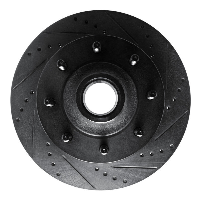 R1 Concepts R1 99-02 Ford F-350 Super Duty 2WD Front Right Drilled & Slotted Black Brake Rotor