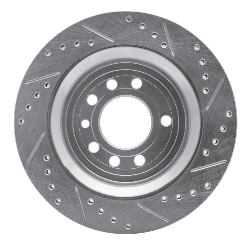 R1 Concepts R1 2008-2011 Saab 9-3X Rear Left Drilled & Slotted Silver Brake Rotor