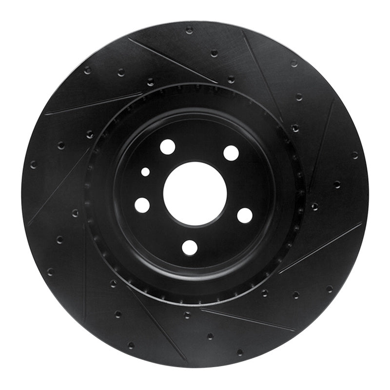 R1 Concepts R1 12-21 Tesla Model S Front Left Drilled & Slotted Black Brake Rotor