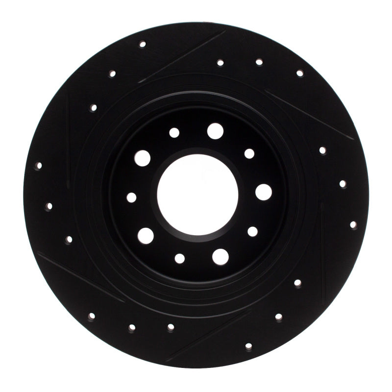 R1 Concepts R1 2016-2025 Buick LaCrosse Rear Right Drilled & Slotted Black Brake Rotor