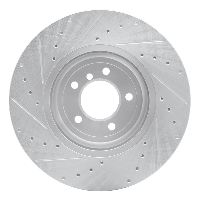 R1 Concepts R1 04-10 BMW 650I Coupe Front Right Drilled & Slotted Silver Brake Rotor