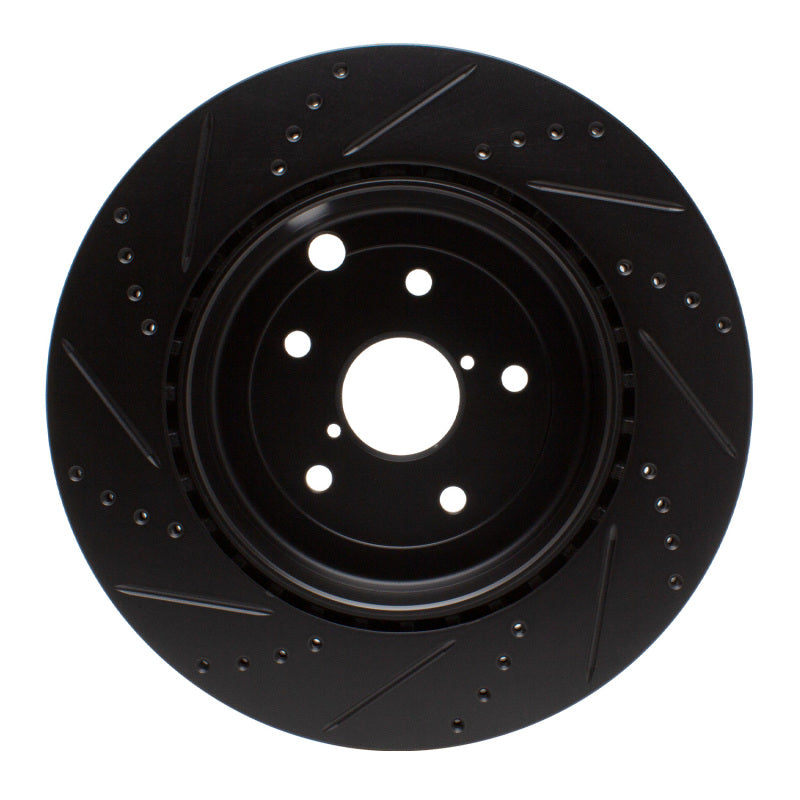 R1 Concepts R1 18-25 Subaru WRX Rear Right Drilled & Slotted Black Brake Rotor