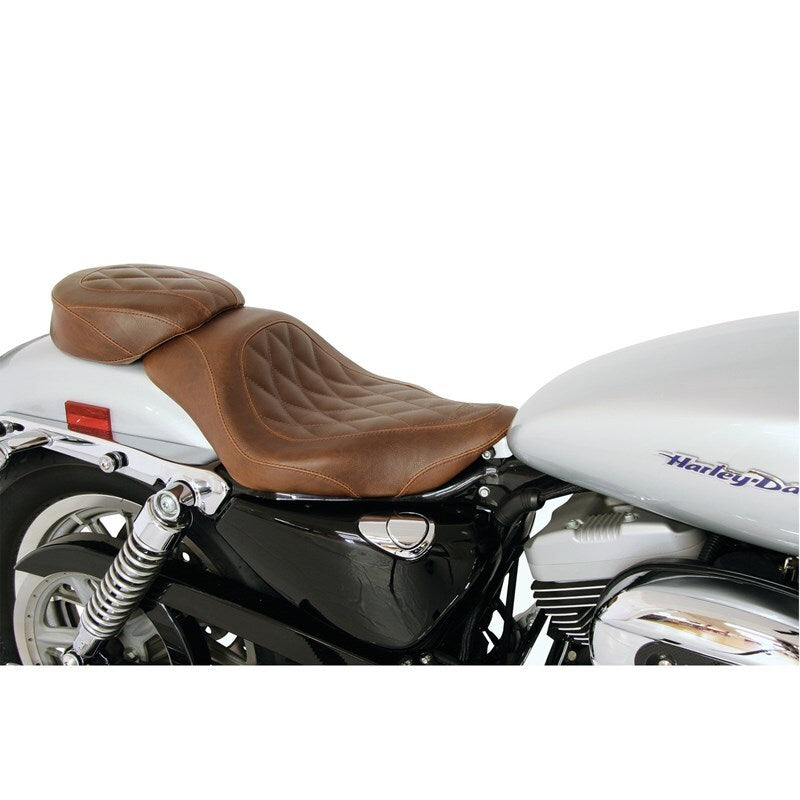 Mustang Motorcycle Mustang 04-21 Harley Sportster Wide Tripper Solo Seat Diamond Stitch- Distressed Brown